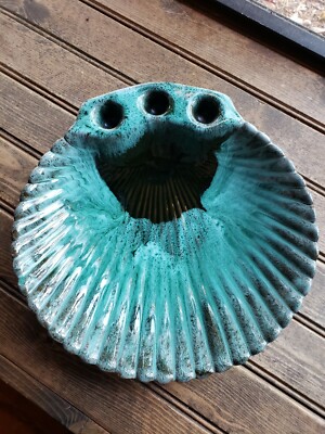 Vintage Evangeline Pottery Canada Sea Shell Bowl Dish Large Dish Candle Holder