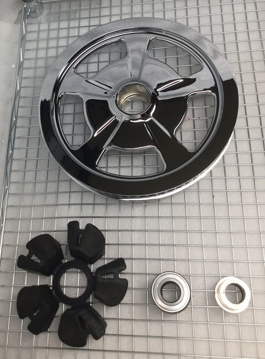 HARLEY REAR PULLEY 40217-09 CHROME & BEARINGS CUSHION TOURING 2009