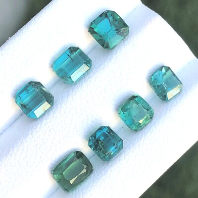 5.90 Cts Natural Cut Faceted Bluish Green Tourmaline Gemstones | Afghanistan