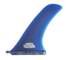 Longboard Surfboard Fin 10.25 Pacific Vibrations Blue Resin Tint Fiberglass New