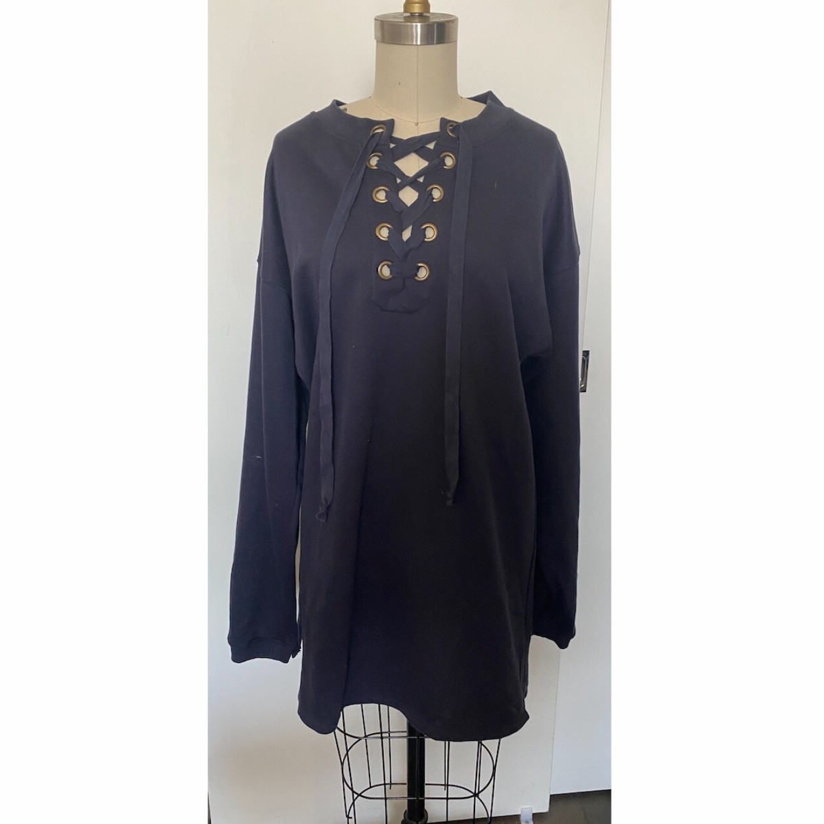 knee length dresses for ladies The Lace-up Sweatshirt Dress in Taupe, Cozy Sweatshirt Dresses from Spool  72 main image 0