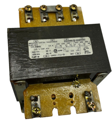 SQUARE D INDUSTRIAL CONTROL TRANSFORMER CLASS 9070 TYPE K500D1 MADE IN USA  