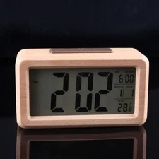 Smart Digital Wooden Alarm Clock Date Temperature Display Clock Noble