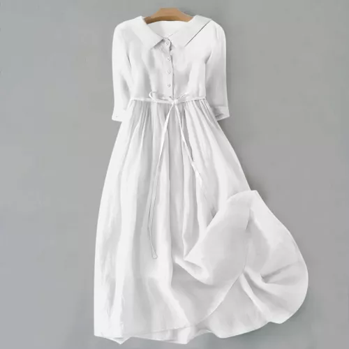 ¡Vestidos largos informales para mujer con botones de lino de algodón vestido caftán talla grande! - Imagen 7 de 35