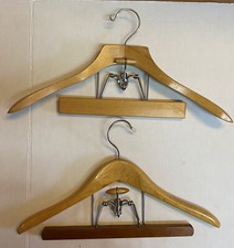 Vintage Wooden Maple Metal Suit Hangers Mid Century Modern Lot of 2