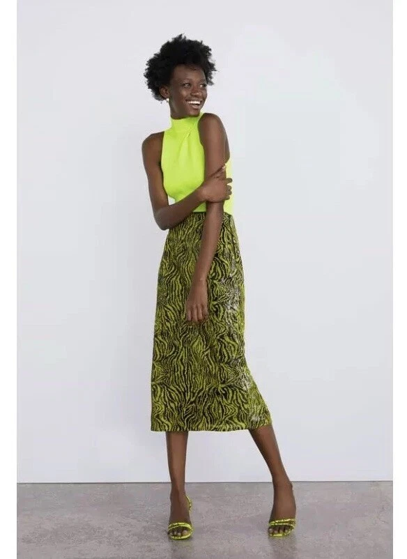 Zara Sequin pencil Skirt 7901 173 eBay
