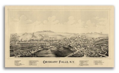 Oriskany Falls New York 1891 Historic Panoramic Town Map - 20x36