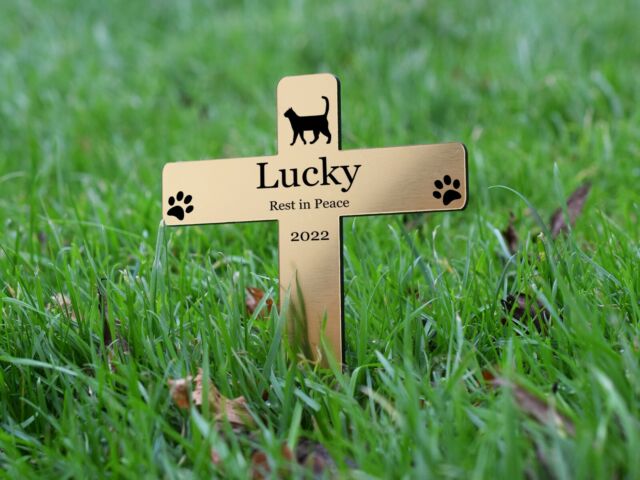 Personalizado Mascota Gato Conmemorativo Cruz Placa Estaca - Exterior Jardín Personalizado Mascota Gato Conmemorativo Cruz Placa Estaca - Exterior Jardín