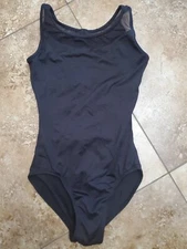 Bloch Leotard Dance Ballet Strappy Sheer Back Black Sz Petite 46 Inch Girth