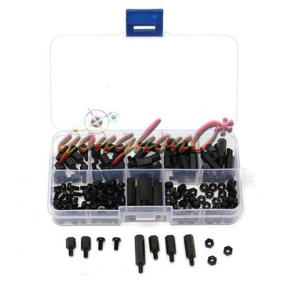 180pcs M3   Black   M-F Spacers/ Screws/ Nuts Assorted Kit, Standoff *cc