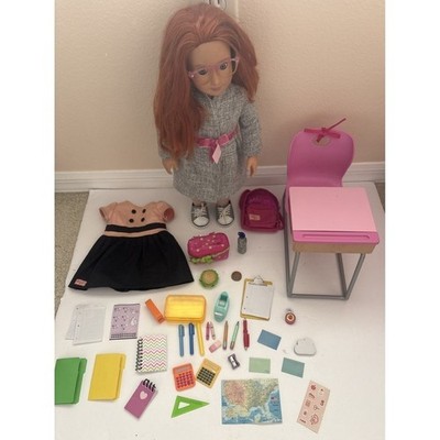 Our Generation 18 Inch Doll School Desk Accessories Classroom Clothing Huge Lot