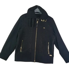 A. Tiziano Luxury Menswear Size L Black Textured Jacket Funnel Neck Urbanwear