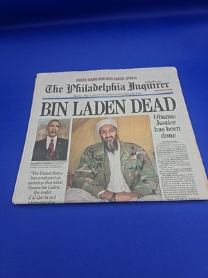 Philadelphia Inquirer Bin Laden Dead May 2, 2011 Full Newspaper