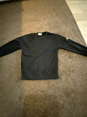 Stone Island Herren Pullover Schwarz Rundhals Langarm Logo-Patch Ärmel Gr. S