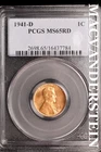 1941-D Lincoln Wheat Cent-PCGS MS 65 Red Choice Gem BU No Reserve #SLK991
