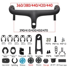  Carbon Fiber One-piece Road Bike Handlebar 28.6mm with Spacer/Computer Mount 