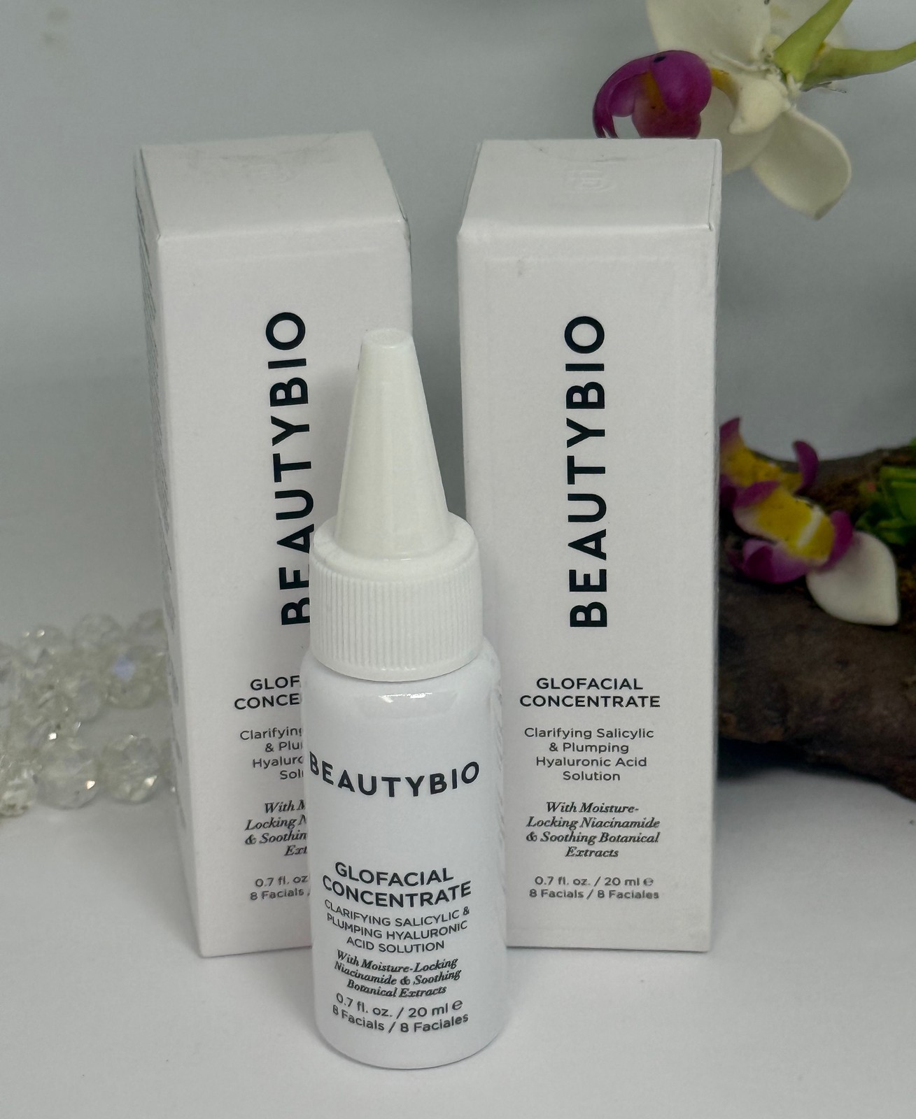 2x BeautyBio Glofacial Concentrate Hyaluronic Acid Solution - .7 oz - New In Box