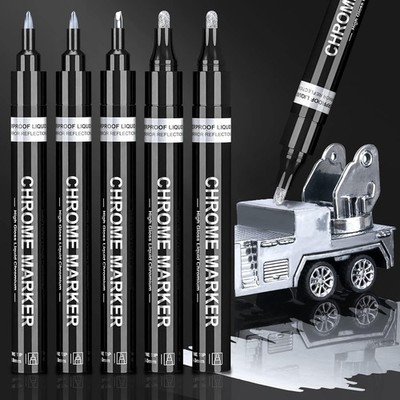 Hochwertige Silber Metallic Chrom Spiegelmarker Set - Flüssige Tinte, 5 Marker