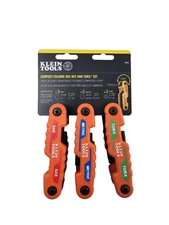 3-Piece Klein Tools 70543 Compact Folding Hex Key Set 25-Key SAE Metric Torx NEW