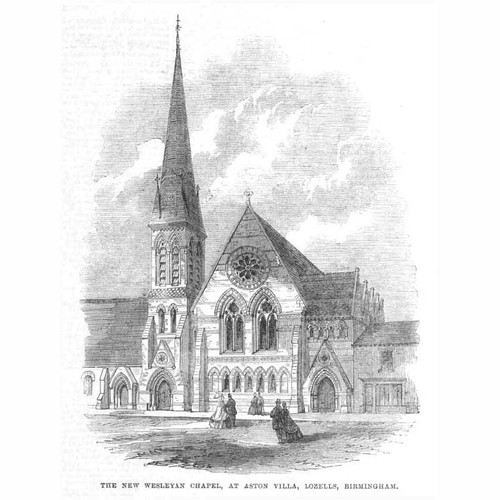 BIRMINGHAM Wesleyan Chapel at Aston Villa Lozells - Antique Print 1865