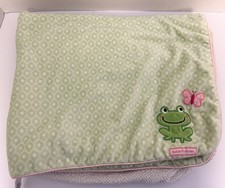 Carters Just One You BUTTERFLY KISSES Baby Blanket Frog Green White Sherpa 30x40