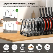 Pot and Pan Organizer Rack for Cabinet, Fully Expanded Size 22.83" W x 7.09" D x