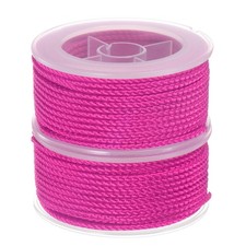 2pcs Nylon Thread Twine Beading Cord 2mm Braided String 11M/36 Feet, Hot Pink