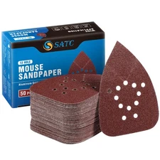 S SATC Mouse Detail Sander Sandpaper 50 PCS Mouse Sanding Pads 12 Hole Mouse ...