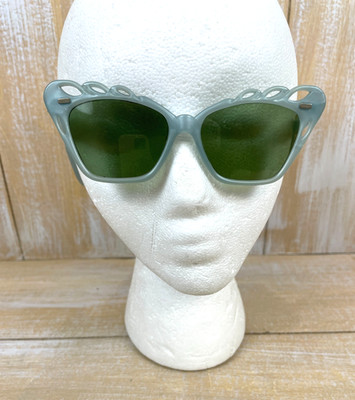 Vintage Willson Green Cat Eye Sunglasses With Green Lenses Made in USA