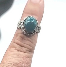 Vintage Old Southwest Style Sterling Silver Turquoise Ring 7/7.5"