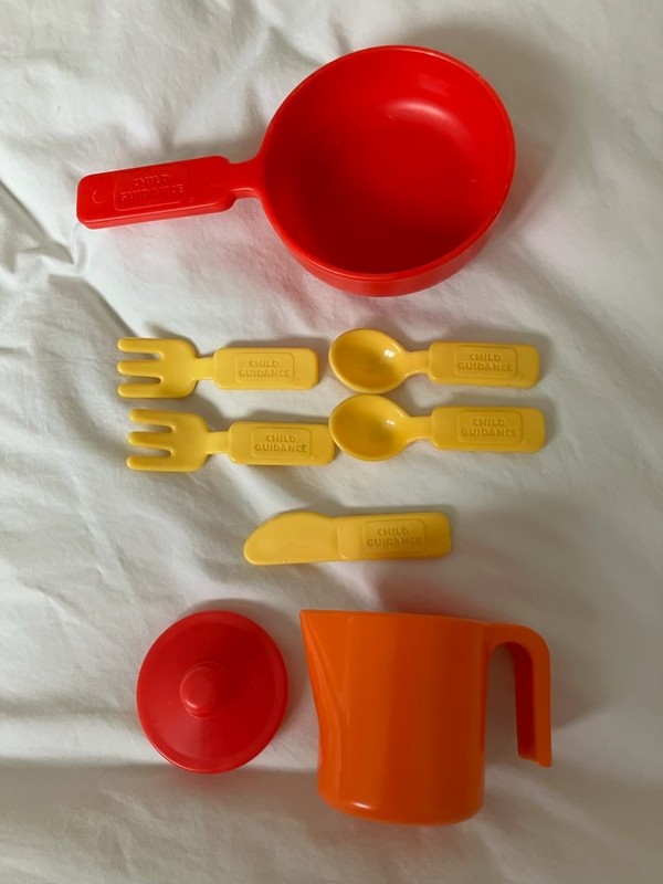 Vintage Child Guidance Pan, Utensils, Pitcher with Lid