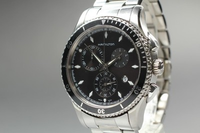 【Fast neuwertig】 Hamilton Jazzmaster H375120 Schwarz Chronograph Herrenuhr...