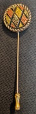 Vintage Sarah Coventry ESPANA Stick Hat Pin Gold Tone Enamel Harlequin Diamond 