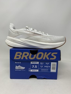 Women's Brooks Revel 8, White/Chateau Grey, 7.5 B Medium US