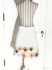 Boden Floral Embroidered Polka Dot Skirt Scalloped Hem Size 12 S403
