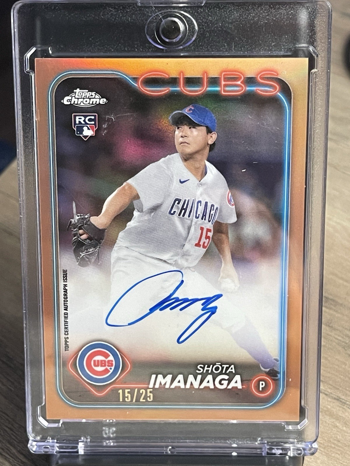 2024 Topps Chrome Update Shota Imanaga RC Auto Orange Refractor 15/25 Cubs