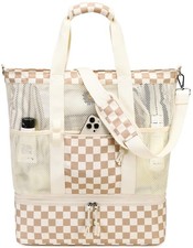 Bluboon Mesh Beach Tote Bag with Cooler Compartment Insulated Detachable Picn...