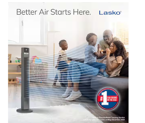 Xtra Air 48 12-Speed Smart Tower Fan in Gray w/ DC Motor