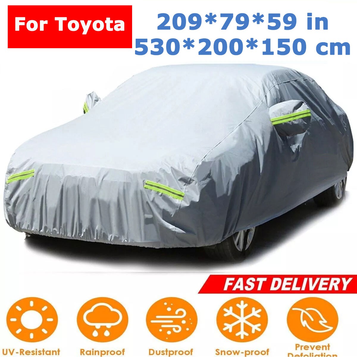Full Car Cover Outdoor Waterproof Snow Rainproof UV Protection For Toyota Sedan