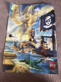 Lego Pirate Set Skull Island 7074 People, Flag, Instructions, Poster