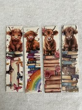 SET OF 4 BOOKMARKS SUPER CUTE HIGHLAND COW