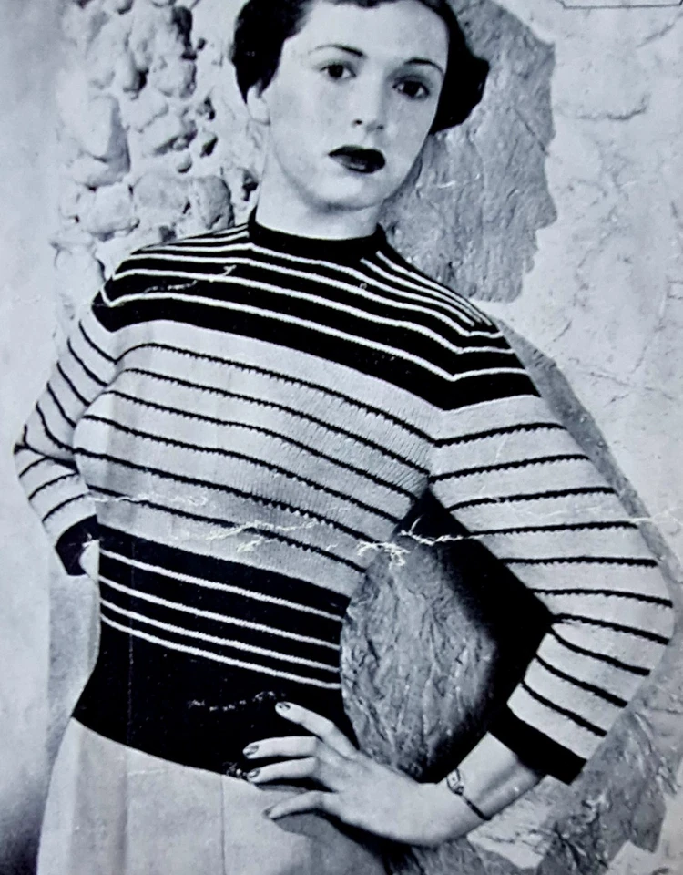 1940s Nordic Fair Isle Banded Summer Bolero Mohair Patons 313 Knitting Pattern - image 4 of 4