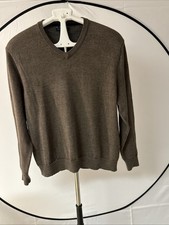 Club Room Men  s Sz XL Brown V-neck Sweater Merino Wool Blend