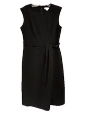 RTLS $140 CALVIN KLEIN WOMENS BLACK KNEE LENGTH WAIST CHAIN DETAIL DRESS 14