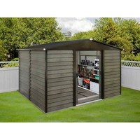 10X8ft Galvanized Metal Garden Shed Outdoor Tool Storage Shed With Base Grey
