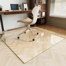 Tempered Glass Chair Mat for Hardwood Floors  Carpets, 36" 36x46 Transparent