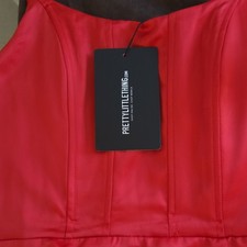 PRETTYLITTLETHING Red Solid Square Neck Strappy Bodycon Boned Dress 10