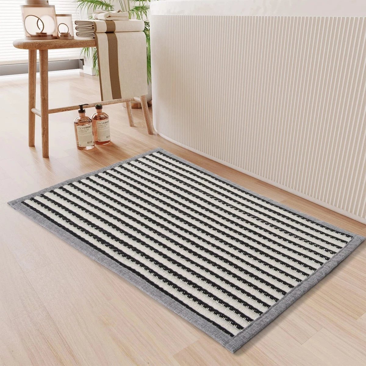 Woven-Bath-Mat-Rug Super Absorbent Non Slip Bath Mats for Bathroom 17 x  24