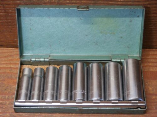 Vintage "THORSEN" 3/8" SAE 8 piezas Juego de enchufes profundos con trinquete 3/8" - 13/16" - Imagen 2 de 14