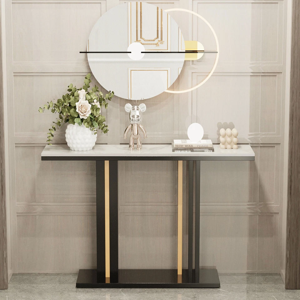 Luxury Marble Top Console Table 46" Hallway Entrance Table Hallway Hall Entrance - Image 2 of 4